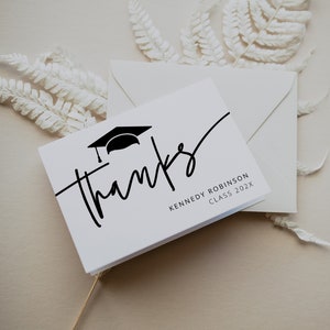 Graduation Thank You Card Template, Minimalist Graduation, Graduation Thank You Folded Card, Note Card, Instant Download, Template, 41