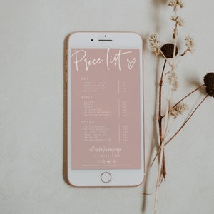 Modelo de Lista de Preços Eletrônica, Lista de Preços para Pequenas Empresas, Folha de Preços Editável, Rosa, Lista de Preços, Instagram, Download, Moderno, 41