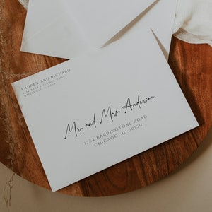 Plantilla de dirección de sobre minimalista, sobre de boda minimalista, sobre de boda imprimible, sobres editables, elegante, caligrafía, 89