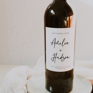 Modern Wine Label Template, Wine Labels Wedding, Editable Wine Labels, Printable Wine Labels, Minimalist Wedding Favors, Download, 003