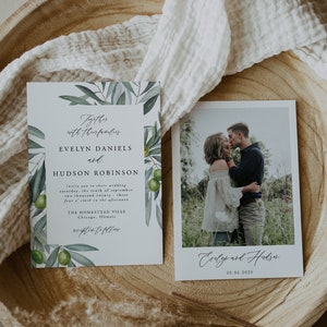 Olive Wedding Invitation Template, Delicate Greenery Weeding, Tuscany Wedding Invitation Printable, Wedding Invites, Editable, 52