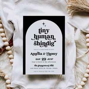 Tiny Human Shindig Baby Shower Invitation Template Set, Gender Neutral Baby Shower, Boho Baby Shower, Tiny Human, Printable, Instant, 72