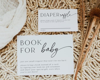 Minimalist Books For Baby, Diaper Card, Editable Printable Baby Shower Insert Card, Baby Shower, Diaper Raffle Ticket Download, Template, 89