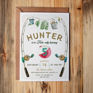 Fishing Birthday Invitation Template, O-fish-ally, The Big ONE, Fishing Party, Gone Fishing, Editable Invitation, INSTANT DOWNLOAD, 115