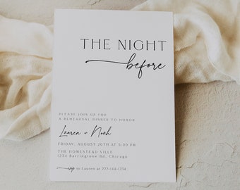 Minimalist Rehearsal Dinner Invitation, Modern Minimalist Wedding Rehearsal Invite, Elegant Dinner Invite, Editable, Template, Instant, 89