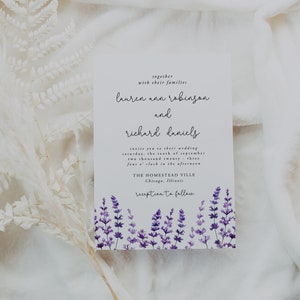 Lavender Wedding Invitation Template, Purple Floral Printable, Purple Wedding Invitation, Purple Blossom, Instant Download, Editable, 53