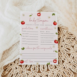 Prédictions et conseils pour bébé pomme de nos yeux, baby shower pomme, modifiable, conseils de bricolage, téléchargement immédiat, non sexiste, automne, 118