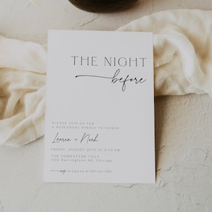 Minimalist Rehearsal Dinner Invitation, Modern Minimalist Wedding Rehearsal Invite, Elegant Dinner Invite, Editable, Template, Instant, 89 image 1