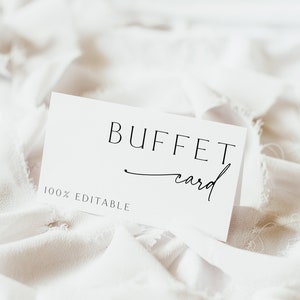 Minimalistische buffetkaartsjabloon, kaarten met voedseletiketten, blauwe bruiloftsbuffetkaarten, blauwe babyshower, bruiloftsbuffet, bewerkbaar, sjabloon, 89