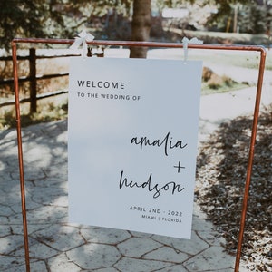 Minimalistische Hochzeit Willkommensschild Vorlage, Modernes Hochzeit Willkommensschild, Printable Willkommensschild Hochzeit, Templett Hochzeitsschild, 43
