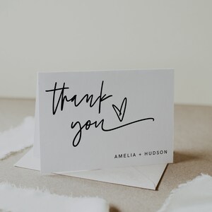 Moderne Danke-Karte, Vorlage, minimalistische Hochzeit, Brautparty Dankeschön gefaltete Karte, Grußkarte, Sofort-Download, 41