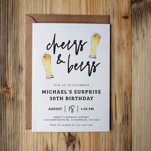 Cheers and Beers Birthday Party Invitation, Beer Bachelor Party Invitation, Beer Invitation Editable Template, Surprise Birthday, 73