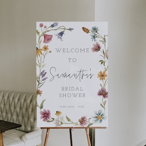 Wildflower Bridal Shower Welcome Sign Template, Wildflower Bridal Shower, Floral Sign, Floral Bridal Sign, Download, Editable, Boho, 55 image 1