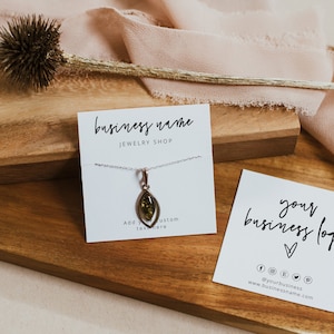 Tarjeta de exhibición de collares imprimible, moderna, minimalista, plantilla de tarjeta de exhibición de aretes simple, tarjetas de marca minimalistas, limpias e instantáneas, 41