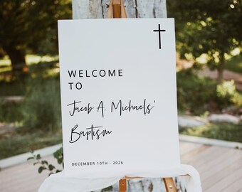 Baptism Welcome Sign Template, Modern Baptism, Welcome Sign, Minimalist Baptism Welcome Sign, Communion Welcome, Editable, Download, 83