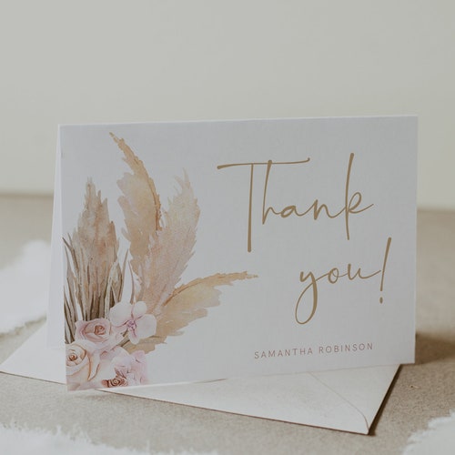Template Instant Download Wedding Bridal Shower Thank You Folded Card Boho Thank You Card Template Note Card Terracotta 43