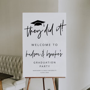 Graduation Welcome Sign Template, Double Graduation Welcome Poster, Download, They Did It Graduation Party, Senior, College, DIY, 41
