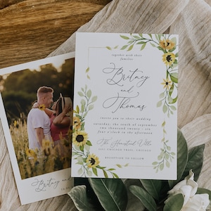 Sonnenblumen-Hochzeitseinladungsvorlage, Sonnenblumen-Hochzeitseinladung, rustikale Hochzeitseinladungsreihe, bedruckbar, bearbeitbar, sofort verfügbar, 93