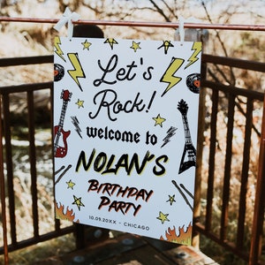 Rock and Roll Birthday Welcome Sign Template, Boy Birthday, Born to Rock Welcome Sign, Rock & Roll Welcome, Editable, Instant, 109