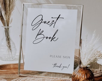 Please Sign Our Guestbook Sign Printable, Sign Our Guestbook, Modern Wedding Guestbook Sign Instant, Minimalist Wedding Signage DIY, 89