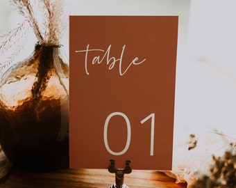 Boho Table Number Card Template, Terracotta Wedding, Wedding Table Number, Editable, INSTANT DOWNLOAD, Templett, DIY, 43