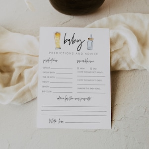 Tarjeta con predicciones y consejos para bebés, Un bebé se está gestando, Baby Shower moderno, Texto editable, Consejos para bebés DIY, Descarga instantánea, Templett, 73