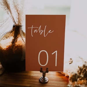 Plantilla de tarjeta de número de mesa estilo bohemio, boda en terracota, número de mesa de boda, editable, descarga instantánea, Templett, bricolaje, 43