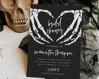 Gothic Bridal Shower Invitation, Halloween Bridal Shower, Dark Moody Bridal Shower, Editable, Instant Download, Template, Dramatic, 69