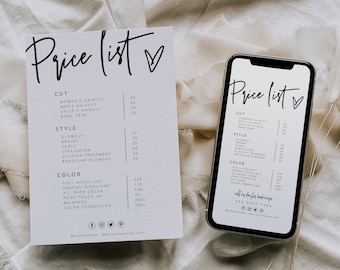 Instagram Price List Template, Menu Story Service, Editable Price Sheet, Pricing List, Salon Price List, Download, Nails Price List, 41
