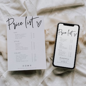 Modelo de lista de preços do Instagram, serviço de história de menu, planilha de preços editável, lista de preços, lista de preços de salão, download, lista de preços de unhas, 41
