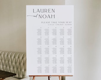 Minimalist Seating Chart Poster, Printable Wedding Seating Sign, Modern Wedding, Instant Download, Editable Template, 89