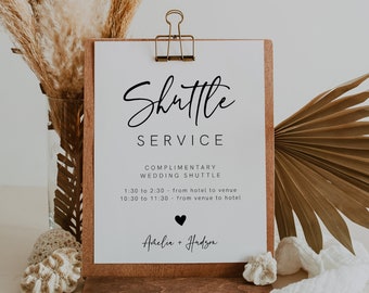 Shuttle Service Wedding Sign, Modern Transportation Sign, Trolly, Editable Template, Printable, Instant Download, Template, 003