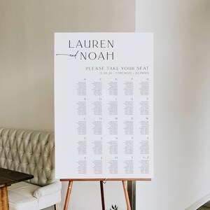Minimalist Seating Chart Poster, Printable Wedding Seating Sign, Modern Wedding, Instant Download, Editable Template, 89