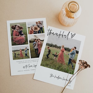 Thanksgiving fotokaartsjabloon, minimalistische foto Thanksgiving, moderne Thanksgiving-kaart, Thankful Card, DOWNLOAD, bewerkbaar, Boho, 41