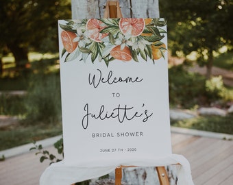 Welcome Sign Bridal Shower Citrus, Citrus Welcome Signs, Bridal Sign, Orange, Welcome, Sign Bridal Orange, Summer, Template, 18