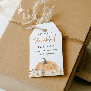 Fall Thankful Gift Tag, afdrukbare Thankful Tag, Friendsgiving-tag, digitale Thanksgiving-gunsttags, herfsttag, So Very Thankful Tag, 032