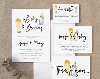 A Baby Is Brewing Invitation Template, Bottle and Beers Baby Shower, gender neutral Baby Shower, couples baby shower, Cheers Beers, 73