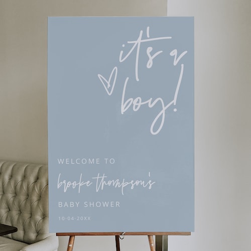 Boy Baby Shower Sign Template Boho Boy Baby Shower Etsy