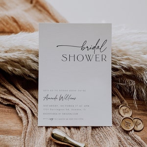 Minimalist Bridal Shower Invitation Template, Simple Bridal Shower Invite, Modern Brida,  Instant Download, Printable DIY, Editable, 89