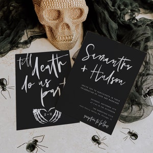 Til Death Wedding Invitation Template, Skeleton Wedding Invitation ...