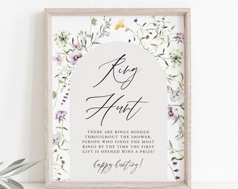 Ring Hunt Bridal Shower Game, Ring Game, Floral Bridal Shower Printable, Hershey Kisses Game, Wildflower Bridal, Instant Download, 74