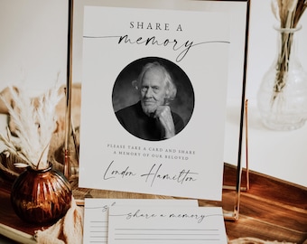 Share a Memory Funeral Sign and Share a Memory Card, Simple Funeral Memory Card Editable, Photo Funeral share a memory, Download, 128