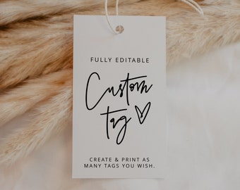 Bearbeitbare Tags Sofortiger Download, Kalligraphie, Benutzerdefiniertes Tag, minimalistisches Tag, Business Tag, Hochzeitstag, modernes Tag, 100% bearbeitbar, Vorlage, 41