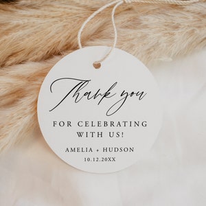Danke für das Feiern mit uns, Geschenkanhänger Hochzeit, Brautparty, Babyparty, Dankeschön Anhänger, Rundes Geschenkanhänger, 050
