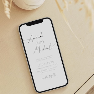 Elektronische Hochzeitseinladung, Minimalistische digitale Hochzeitseinladungen, moderne Online-Einladungen, Hochzeits-Evite, Smartphone-Einladung, 89