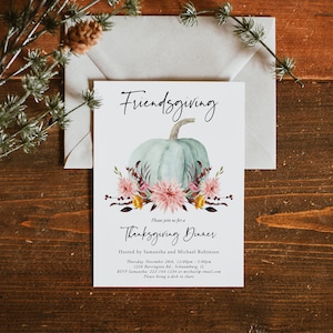 Friendsgiving Invitation Template Floral Thanksgiving Invitation Template Printable Instant Download Editable Template Fall Invitation
