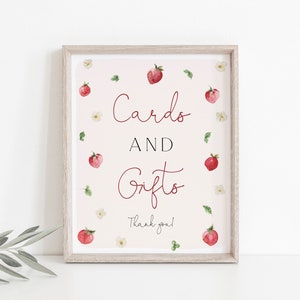 Placas para cartões e presentes de chá de bebê para impressão, Placa para chá de bebê de morango, Placa para chá de bebê com frutas vermelhas, Placa para presente de chá de bebê, 118