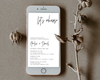 Electronic Wedding Rehearsal Dinner Invitation, Text Message Invite, Minimalist, Eco Friendly, Digital, DOWNLOAD, Editable, Template, 027