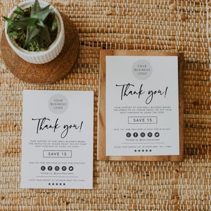 Dankeskarte für kleine Unternehmen, bearbeitbar Dankeskarte für kleine Unternehmen, moderne Dankeskarte für Unternehmen, einfache Shop-Verpackungskarte, bearbeitbar