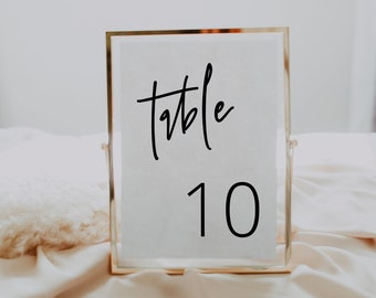 Modern Table Number Card Template, Minimal Simple Clean Wedding Table Number, Editable, INSTANT DOWNLOAD, Templett, DIY, 41